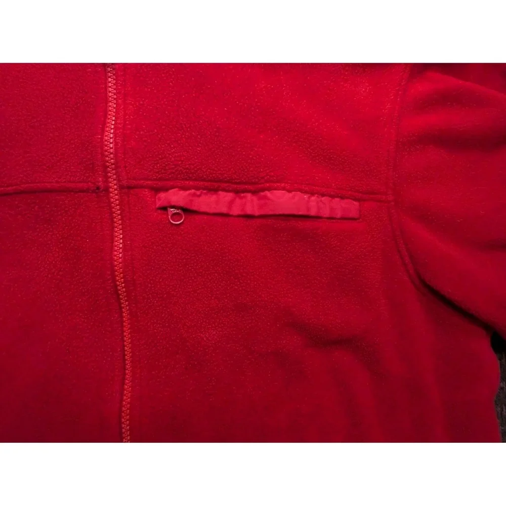 Vintage‎ LL Bean Men's Fleece Medium Jacket Outdoor Red Full-Zip Pockets Hiking